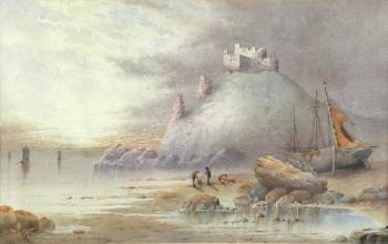 View of possibly St Michael's Mount, Cornwall by 
																			Charles E Hannaford