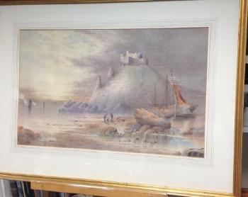 View of possibly St Michael's Mount, Cornwall by 
																			Charles E Hannaford