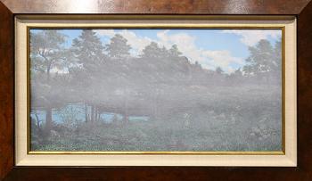 Misty landscape with covered bridge by 
																			Frank Magsino