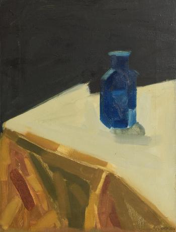 Still life with blue bottle by 
																			Alice Hanratty