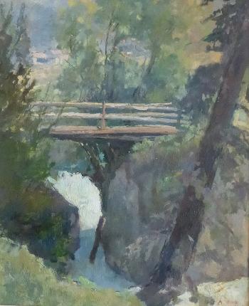 Petit pont sur la Navisence près de Zinal by 
																	Albert Enz