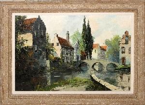 Belgian scene with river by 
																	Bernard Laarhoven
