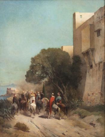 Arabes sur la corniche by 
																	Emile Regnault de Maulmain