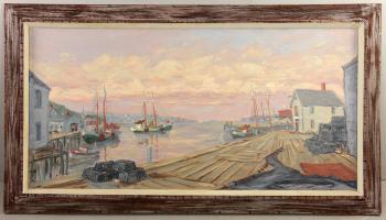 Harbor scene by 
																			Charles Stepule