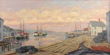 Harbor scene by 
																			Charles Stepule