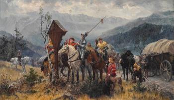 Landsknechte am Wegkreuz by 
																	Wilhelm Carl Rauber