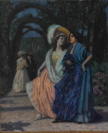 Damen in Parklandschaft by 
																	Ludwig von Langenmantel