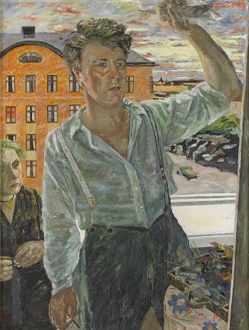 Självporträtt vid staffli by 
																			Karl Dahlqvist