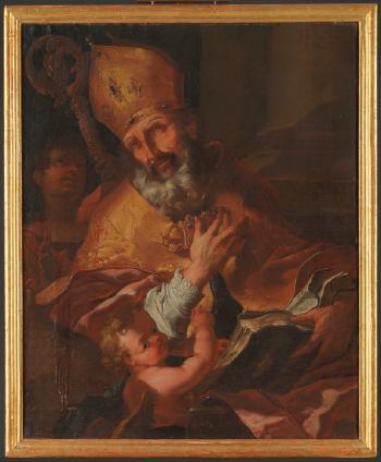 Hl. Augustinus in Bischofsornat mit Putto by 
																			Franz Karl Stauder
