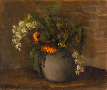 Blumenbouquet in einem Steingutkrug by 
																	Johann Wilhelm von Tscharner
