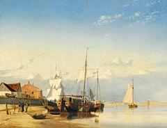 View from the harbour in Nordby, Fanø by 
																	Viggo Fauerholdt