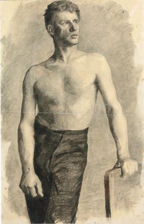 Study of a male model in pants (Rickard Krause) by 
																	Marie Kroyer