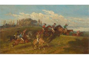 The horserace by 
																	Francois Hippolyte Lalaisse