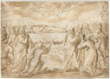Prozessionszug mit aufgebahrtem Heiligen by 
																	Giovanni Battista della Rovere