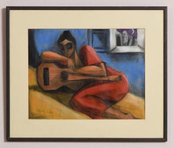 Musician in red by 
																			Katherine Liddy