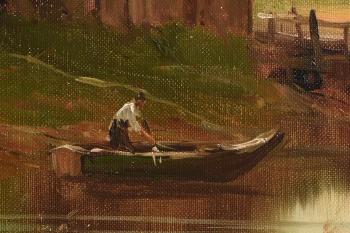 Boatman in Lakeland Scene by 
																			Ernst Jugel