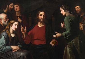 Christ in the House of Mary and Martha by 
																	Giovanni Bernardino Azzolini