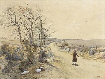 The country path by 
																			Joseph Poole Addey