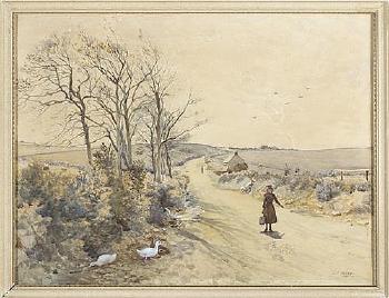 The country path by 
																			Joseph Poole Addey