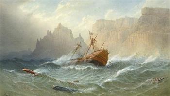Ship foundering off the Giant's Causeway, County Antrim by 
																			Anthony Carey Stannus