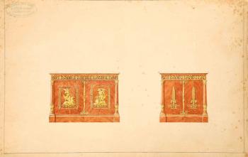 Projet pour deux bas d’armoires en acajou, de la fin de l’époque Empire by 
																	Francois-Honore-Georges Jacob-Desmalter