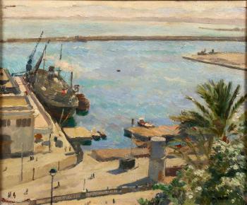 Le port d'Alger, cargo à quai by 
																	Armand Jacques Assus