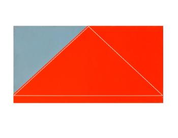Composition géométrique abstraite rouge, grise, liseret blanc by 
																	Hiroshi Yasukawa