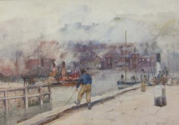 Paddle Steamers in Scarborough Harbour by 
																			Frank Saltfleet