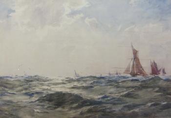 The Herring Fleet at Sea by 
																			Frank Saltfleet