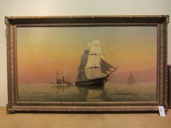 Shipping in calm waters at Eventide by 
																			William Formby Halsall