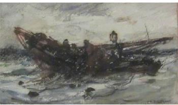Whitby Coble at Sea by 
																			Joseph Richard Bagshawe