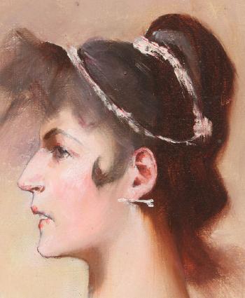 Bust profile of a beauty by 
																			Mor Karvaly