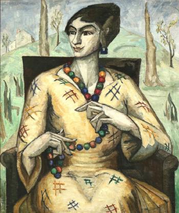 Cubist Woman in a Landscape by 
																			Natalie van Vleck