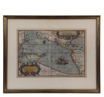 First Map Of The Pacific by 
																			Abraham Ortelius