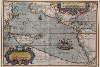 First Map Of The Pacific by 
																			Abraham Ortelius