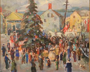 Santa's arrival at Rockport Dock Square by 
																			Maurice Compris