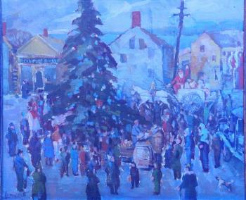 Santa's arrival at Rockport Dock Square by 
																			Maurice Compris