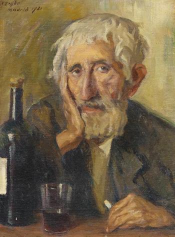 Old Spaniard Drinking Wine by 
																			Kurt Leyde