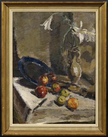 Still Life with Apples and a Lily by 
																			Vilis Reinis Valdmanis