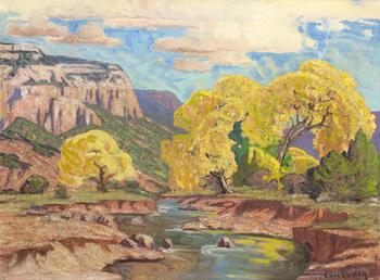 New Mexico Landscape with Arroyo by 
																	Carl Redin