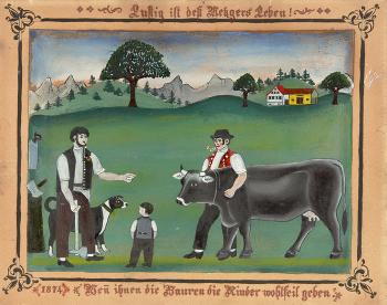 Lustig ist des Metzgers Leben wen ihnen die Bauern die Rinder wohlfeil geben by 
																	Franz Anton Haim