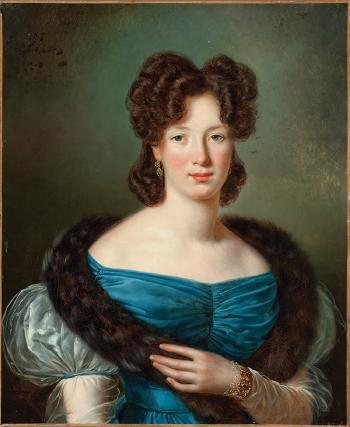 Portrait of a lady in a fur stole by 
																			Joseph Vaudechamp