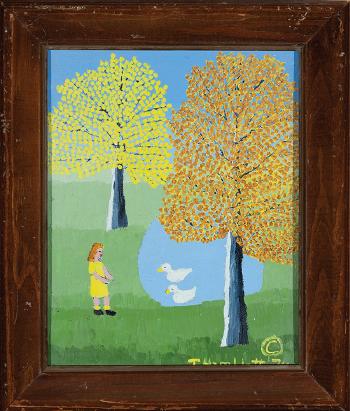 Girl at the duck pond by 
																			Theora Hamblett