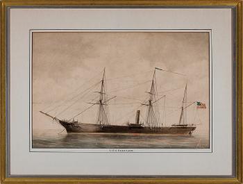 USS Kearsage by 
																			Louis Honore Frederic Gamain