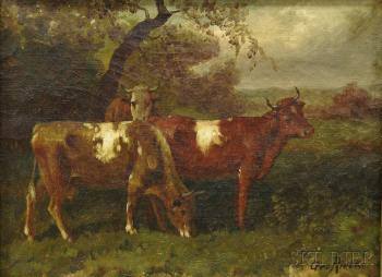 Cows beneath a Shady Tree by 
																			George Riecke