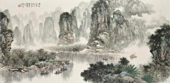 Landscape depicting the Li River, China by 
																	 Zhang Jieyu