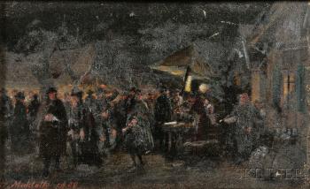 Street Vendors at Night by 
																	Johann Makloth