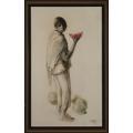 Pair of Child Studies: Boy with Watermelon; Girl with Flower by 
																			Juan Ruiz Chamizo