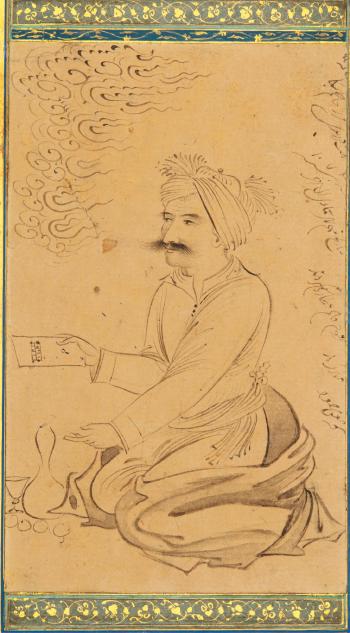 A Seated Man with Paper by 
																	Muin Musavvir