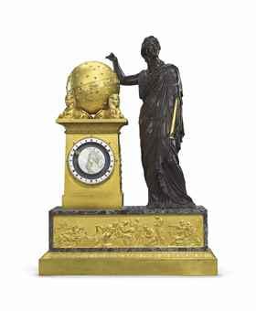 An empire mantel clock of monumental scale by 
																	Charles Percier